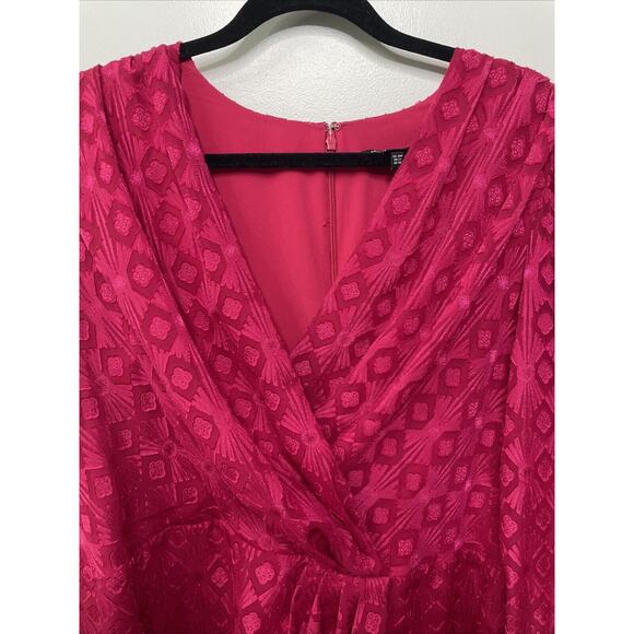 Maggy London Dress Women Plus Size V-Neck Surplus Bodice Faux Wrap High Low 18 W - Picture 3 of 13